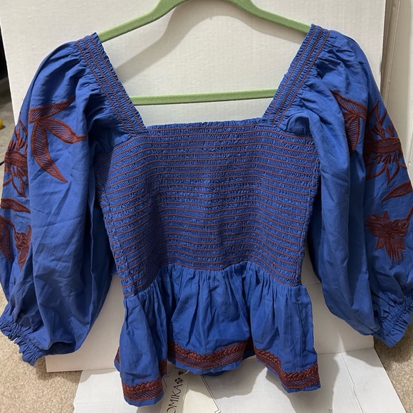 Omika Dumnore Blouse in Anya Cobalt -NWT - Picture 5 of 10